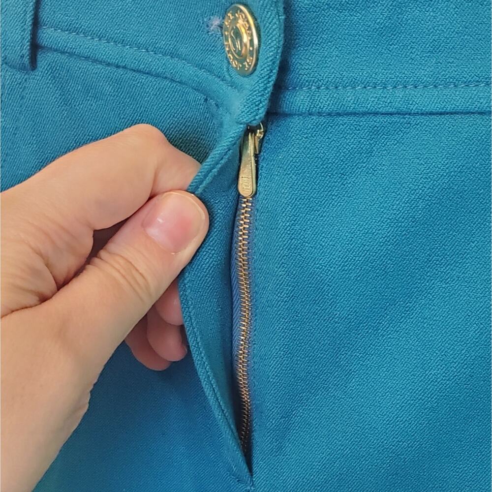 ❤️‍ VINTAGE St. John Yellow Label Colorful Teal Casual Straight Leg Pants - Picture 5 of 10